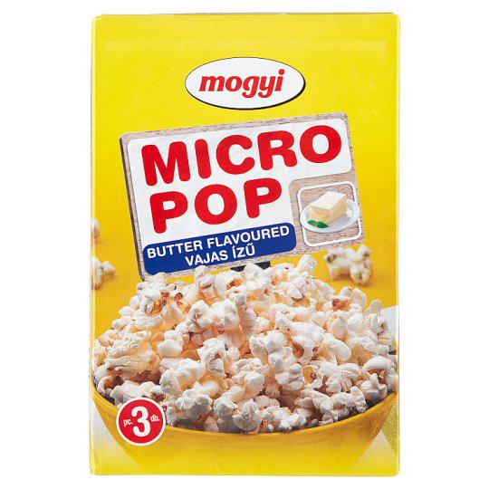Mogyi Micro Pop vajas ízű, mikrohullámú sütőben elkészíthető pattogatni való kukorica 3 x 100 g