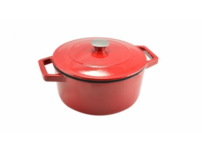 ÖNTÖTTVAS LÁBAS ZOMÁNCOZOTT 24 CM 4 LITERES PIROS