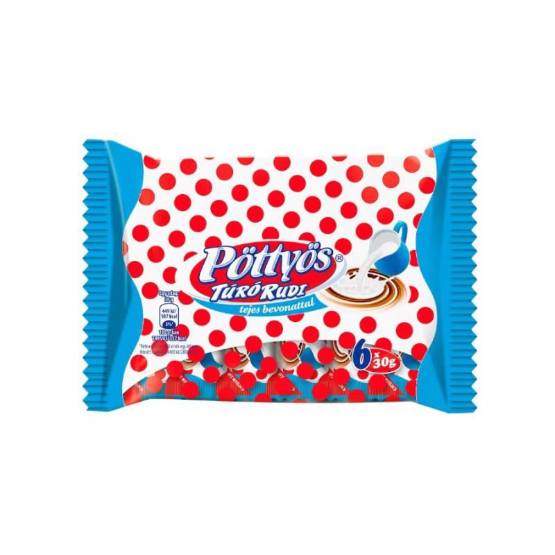 Pöttyös Túró Rudi natúr túródesszert tejes bevonattal 6 x 36 g (216 g)