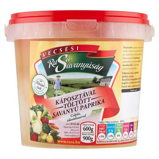 Rusa Savanyúság csípős, káposztával töltött savanyú paprika édesítőszerrel 900 g