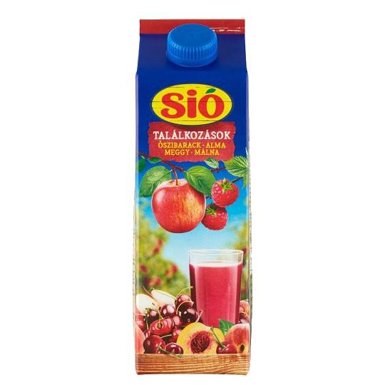 Sió Találkozások rostos őszibarack-alma-meggy-málna vegyes gyümölcsital 1 l