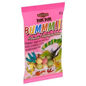 Szerencsi Pom Pom Bummm!!! extrudált kukoricapehely vegyes gyümölcsízű cukorbevonattal 40 g