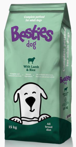Besties Dog 15kg Bárány Rizs 21/11 Száraztáp Csirkementes