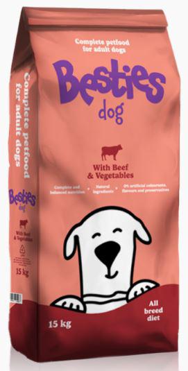 Besties Dog 15kg Marha Zöldség 21/11 Száraztáp Csikementes