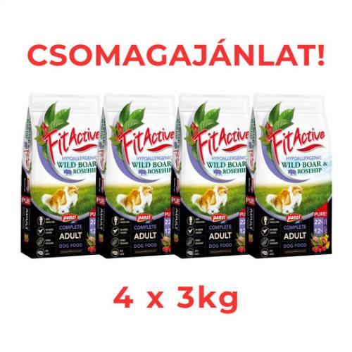 CSOMAGAJÁNLAT: FitActive PURE Hypoallergenic Wild boar -Rosehip (vaddisznó,csipkebogyó) - 4 x 3kg
