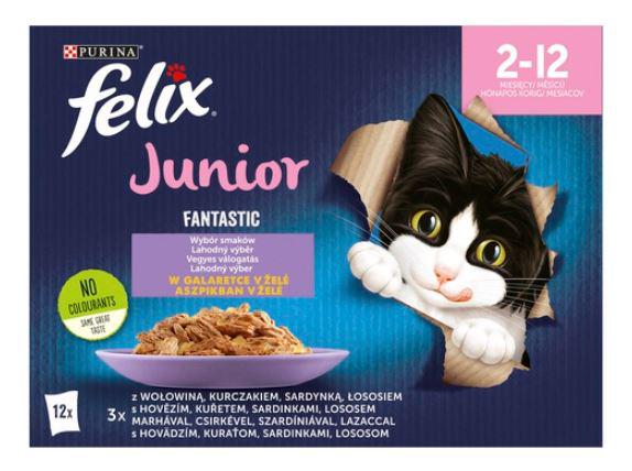 Felix Fantastic 12x85g Junior Vegyes Válogatás Aszpikban