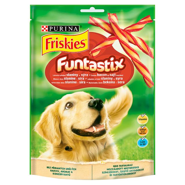 Friskies Funtastix bacon és sajt ízesítésű kiegészítő állateledel felnőtt kutyák számára 175 g