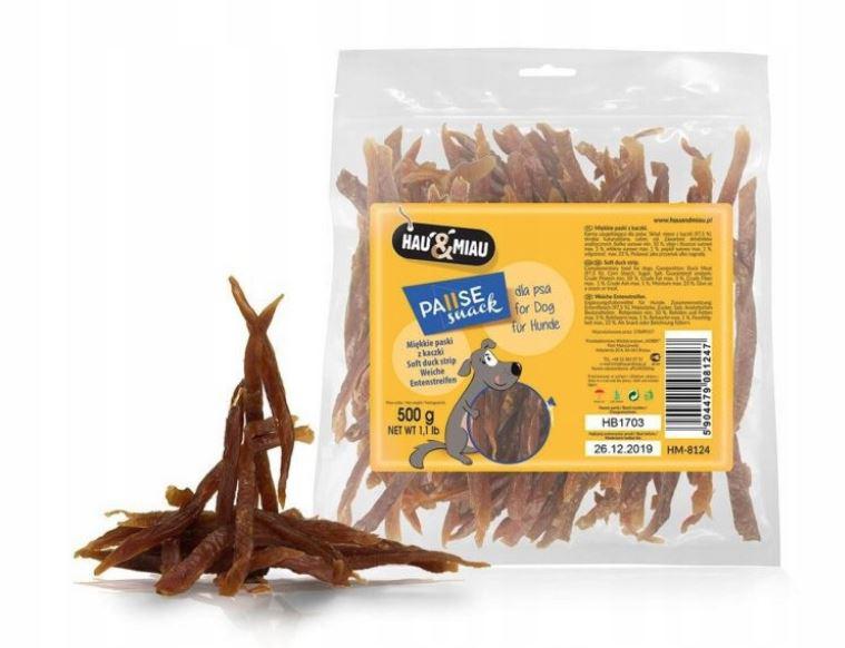 HAU & MIAU SNACK KACSAHÚS CSÍKOK 500G JUTALOMFALAT