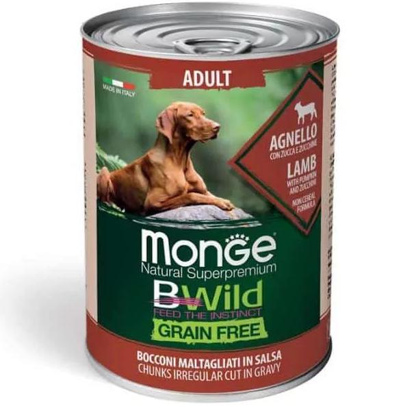Monge Dog Bwild Gabonamentes eledel lazaccal 400g