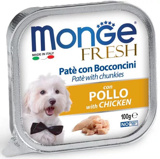 MONGE Fresh Pástétom és falatkák csirkével 100g