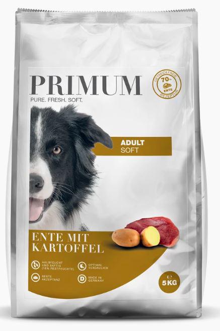 PRIMUM Soft 5kg KACSA burgonya puha kutyatáp ENTE ízletes, félpuha eledel felnőtt kutyák számára