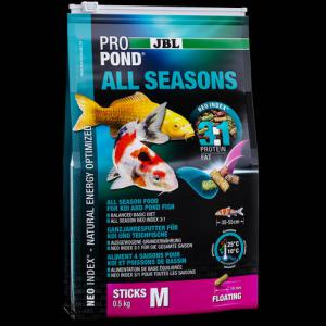 JBL ProPond All Seasons (M) - Egész évszakos eledel közepes méretű koi és tavi halak számára (0,5kg/3l)