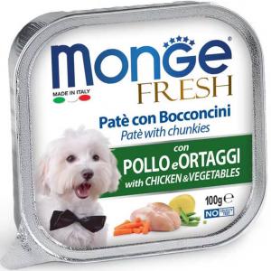 MONGE Fresh Pástétom és falatkák csirkével és zöldséggel 100g
