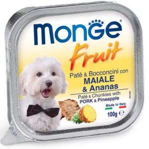 MONGE Fruit Pástétom és falatkák Sertés-ananász 100g