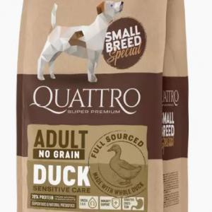 QUATTRO Hypoall SmallBr Duck Adult 7kg Kutya fagyasztva szárított, NYERSHÚS- BEVONATTAL! - GABONA,GMO,GLUTÉNMENTES!
