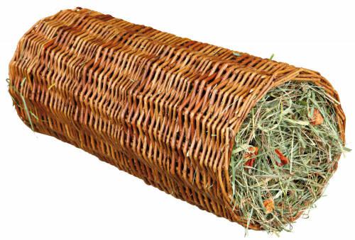 Wicker Tunnel with Hay - Bújócső (vesszőből font) szénával rágcsálók részére (Ø20x38cm)