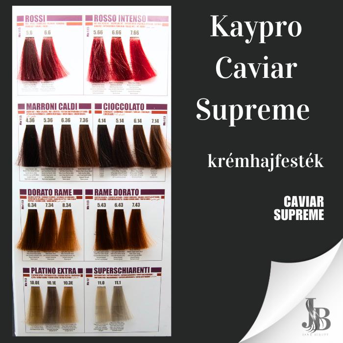 Kaypro Caviar Color Supreme krémhajfesték 100 ml (Piros, Intenzív piros, Meleg barna, Csokoládé, Aranylő réz, Platina és Szuper világosító árnyalatok)