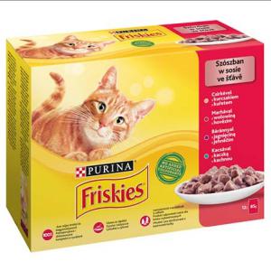 FRISKIES 12X85G PIROS CSIRKE + MARHA + BÁRÁNY + KACSA ALUTASAK