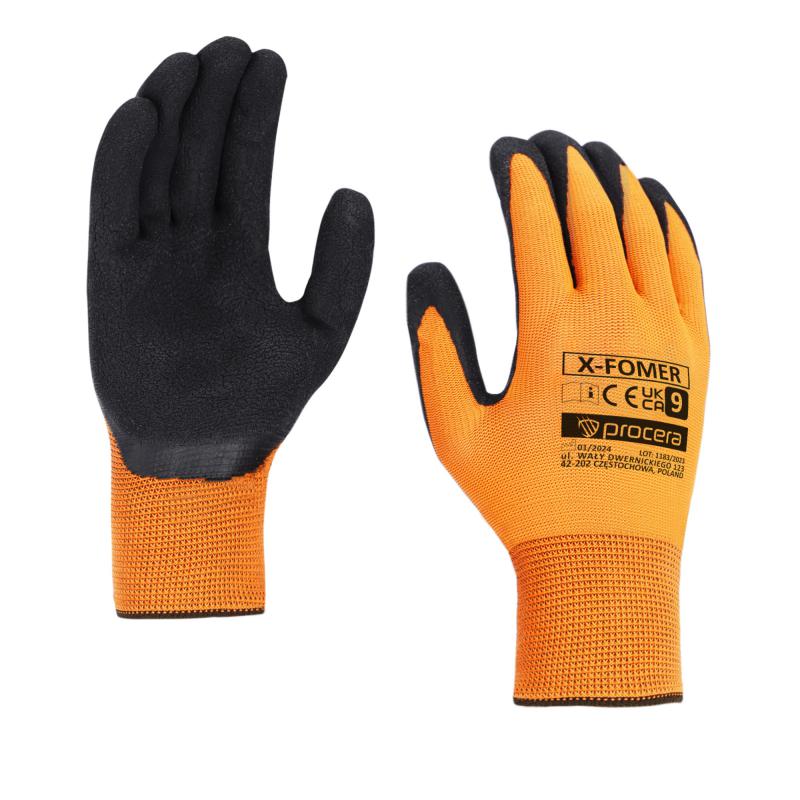KLV Orange Latex bevonatos munkavédelmi kesztyű  Fekete/Narancs