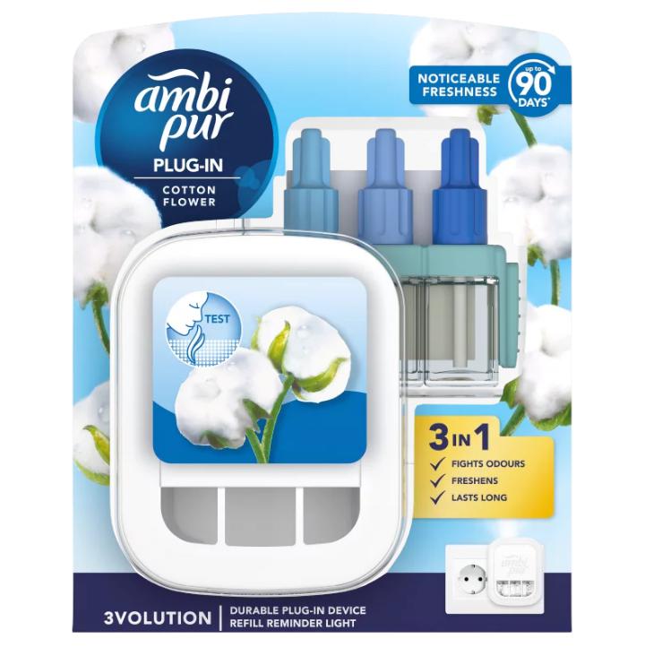 Ambi Pur 3Volution Cotton Flower elektromos légfrissítő kezdőcsomag, 20 ml