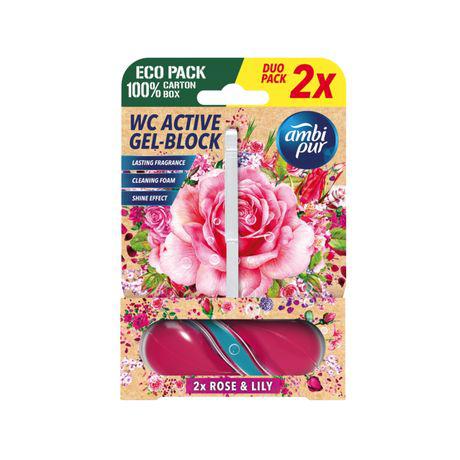 Ambipur aktív wc gél block 2x45g rose & lily