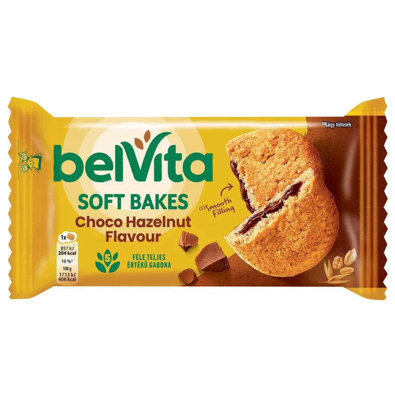 Belvita Soft Bakes gabonás, mogyoróízű keksz kakaós töltelékkel 50 g