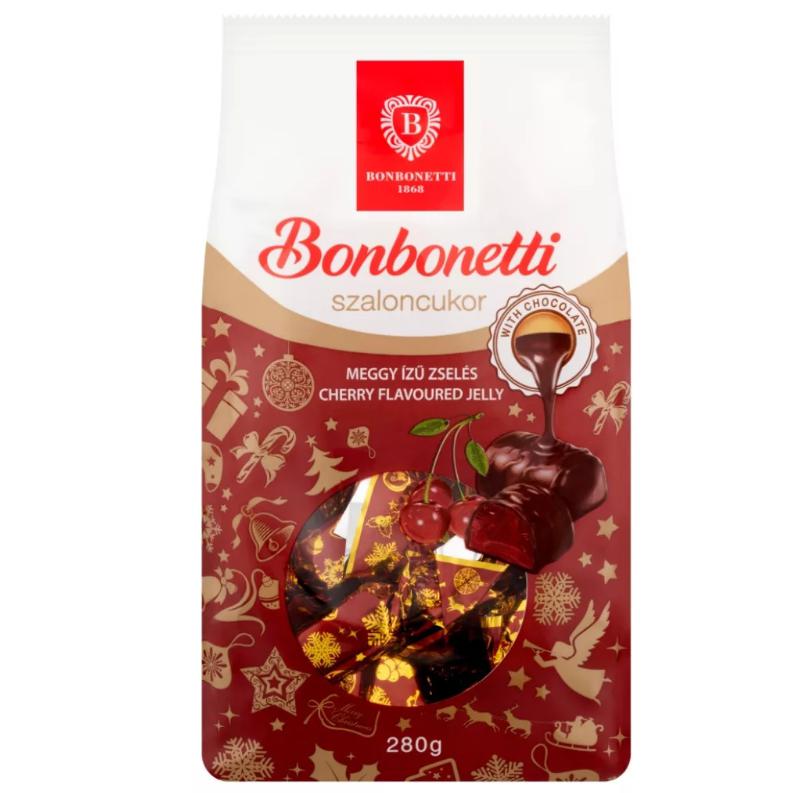 Bonbonetti szaloncukor 280g meggy ízű zselés étcsokoládéval mártott