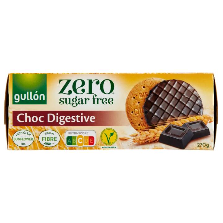 Gullón Zero étcsokoládéval bevont teljes kiőrlésű cukormentes keksz édesítőszerrel 270 g