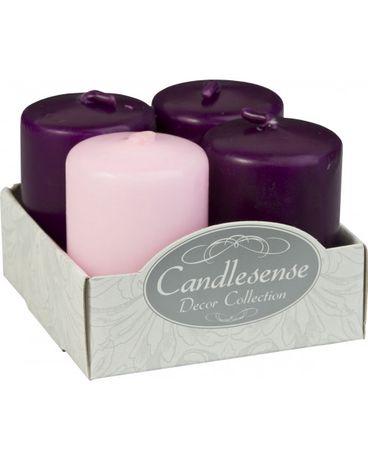 Gyertya adventi 60g 4db-os 3 Lila 1 Rózsaszín