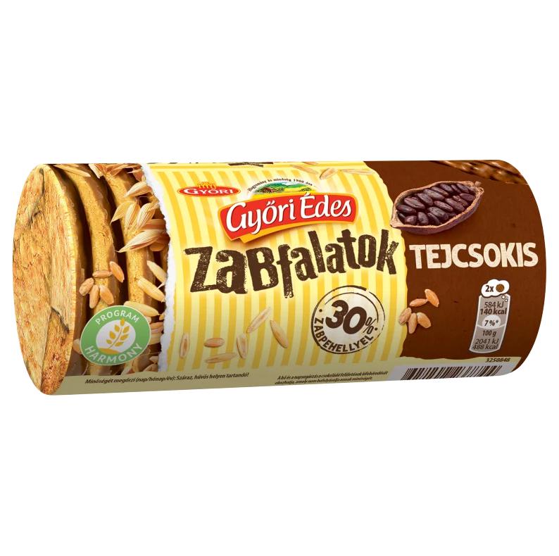 Győri Édes Zabfalatok tejcsokoládéval talpán mártott, zabpelyhes, omlós keksz 215 g