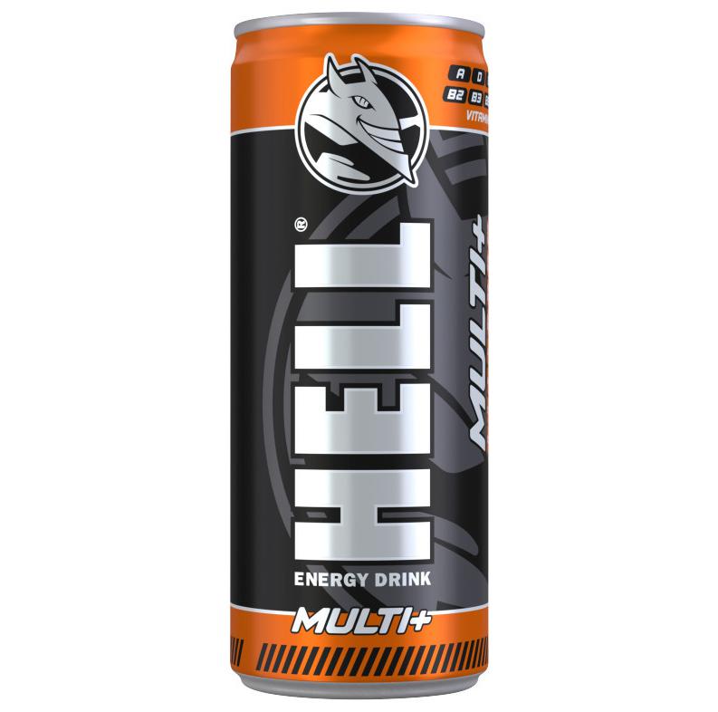 HELL Multi+ vegyes gyümölcsízű koffeintartalmú, szénsavas, alkoholmentes ital 250 ml