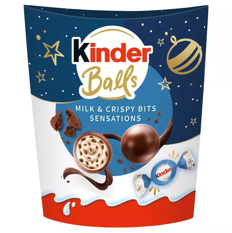 Kinder Balls Milk &Crisp; tejcsokoládé golyók tejes krémmel és ropogós kakaós darabkákkal töltve 90 g