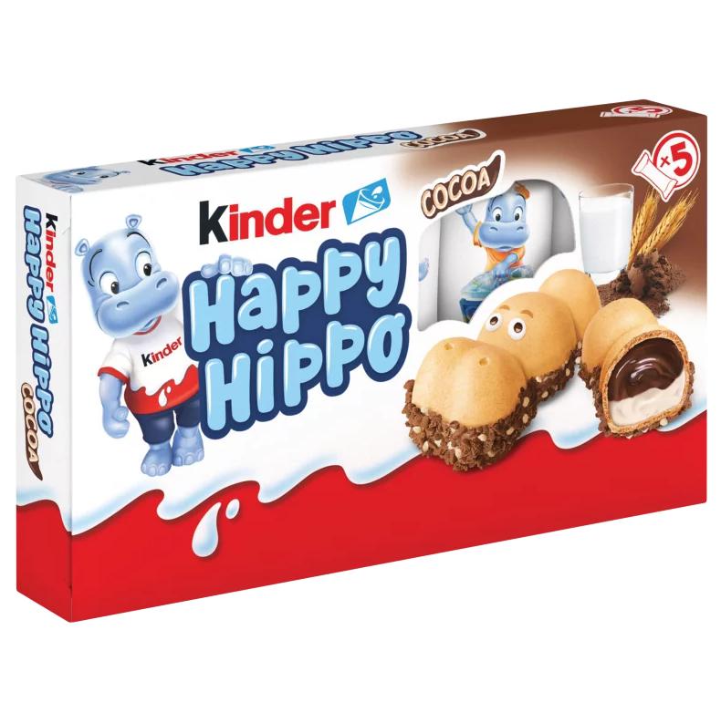 Kinder Happy Hippo Cacao kakaós és tejes krémmel töltött ropogós ostya 5 x 20,7 g (103,5 g)