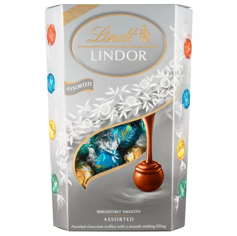 Lindt Lindor vegyes tej- és fehércsokoládé pralinék lágy töltelékkel 200g