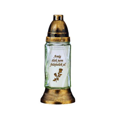 Mécses üveg 21cm 50g 10-14h fehér, feliratos