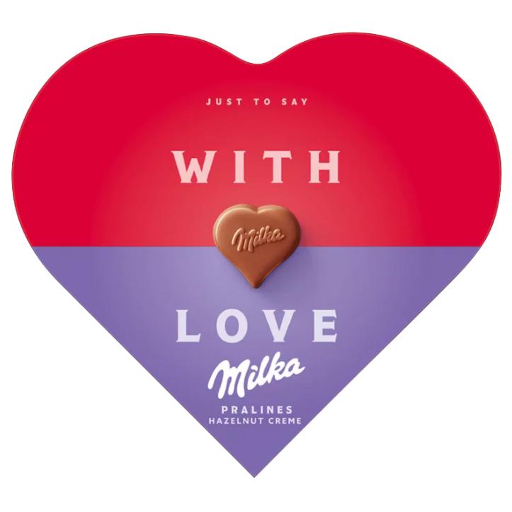 Milka I love Milka alpesi tejcsokoládé praliné mogyorós krémtöltelékkel 44 g