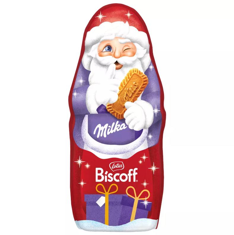 Milka tejcsokoládé mikulás 95g karamellizált Lotus Biscoff keksszel