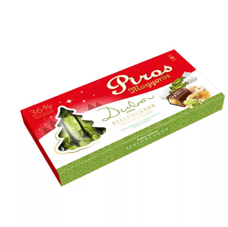 Piros Mogyorós szaloncukor 247g tejcsokoládé egész mogyoróval és kadayif tésztás pisztácia kr.