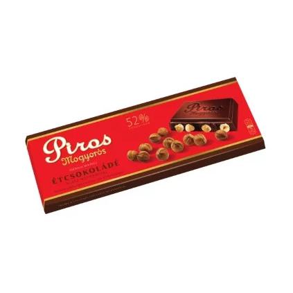 Piros Mogyorós táblás étcsokoládé 225g egész mogyoróval