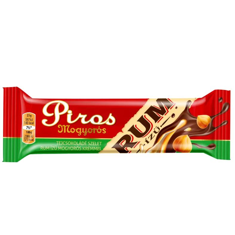Piros Mogyorós tejcsokoládé szelet 25g rumos-mogyorós krémmel töltve