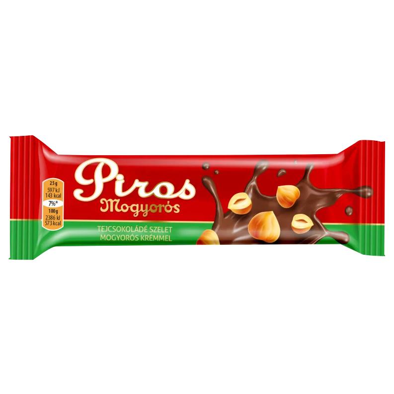 Piros Mogyorós tejcsokoládé szelet mogyorós krémmel 25 g