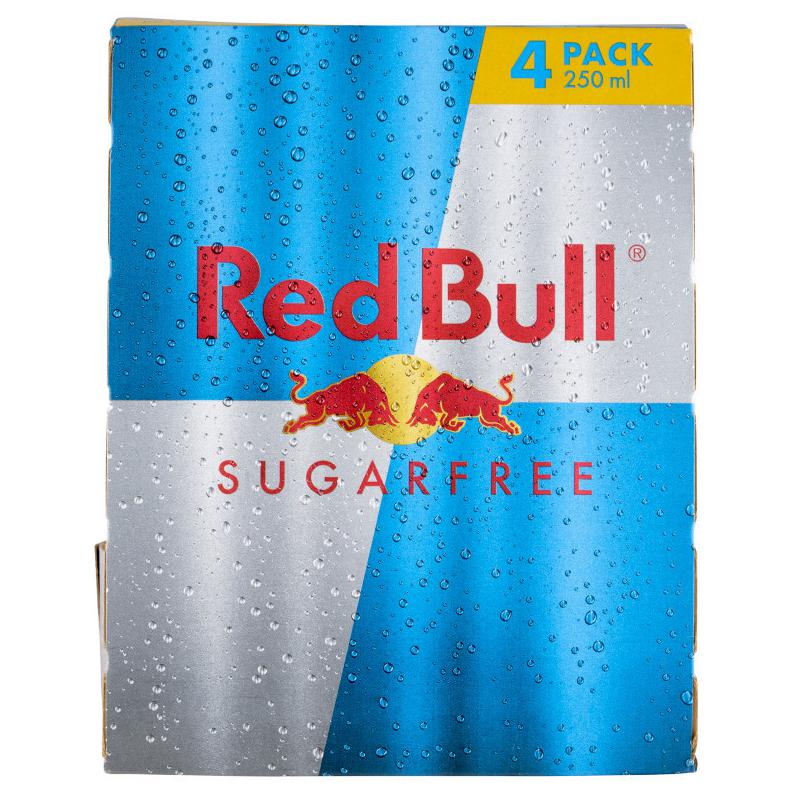 Red Bull Sugarfree magas koffeintartalmú szénsavas energiaital édesítőszerekkel 4 x 250 ml