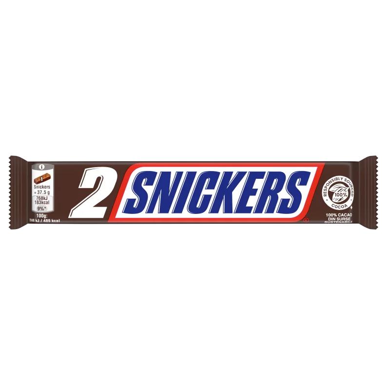 Snickers karamellás földimogyorós krémes szelet földimogyoró darabokkal 2 x 37,5 g (75 g)