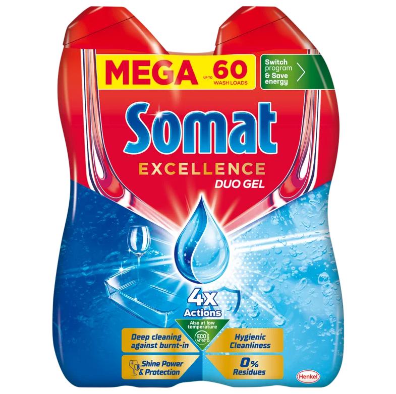 Somat Excellence Duo Gel gépi mosogatószer gél 60 mosogatás 2 x 540 ml