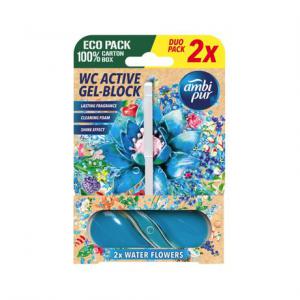 Ambipur aktív wc gél block 2x45g water flowers
