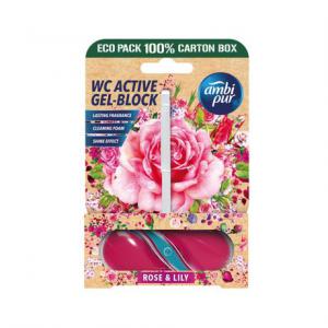 Ambipur aktív wc gél block 45g rose & lily