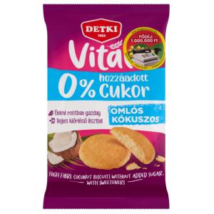 Detki Vital omlós kókuszos keksz hozzáadott cukor nélkül, édesítőszerekkel 180 g