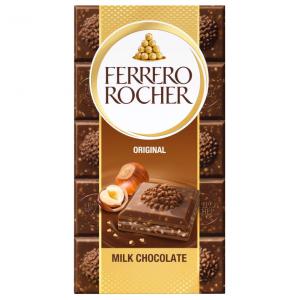 Ferrero Rocher Milk Prémium táblás tejcsokoládé mogyorós töltelékkel és mogyoródarabkákkal 90 g