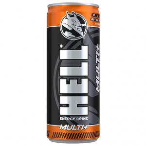 HELL Multi+ vegyes gyümölcsízű koffeintartalmú, szénsavas, alkoholmentes ital 250 ml