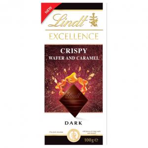 Lindt Excellence étcsokoládé ropogós ostya darabokkal és karamell darabokkal 100 g